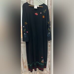 Michael Simon 1X Black embroidered Christmas Dress